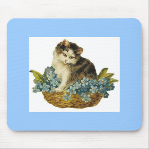 Vintages Kitty in einem Korbmaske Mousepad