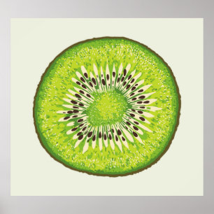 Vintages Kiwi-Slice-Muster. Poster