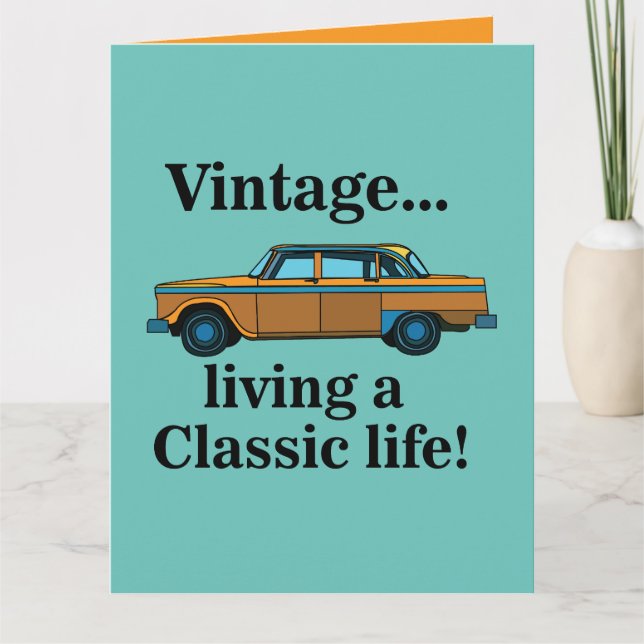 Vintages klassisches Auto zum Geburtstag Karte (Vorderseite)