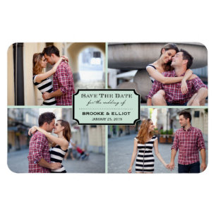 Vintages klassisches Buchzeichen Vier Foto Save th Magnet