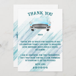 Vintages, klassisches Retroauto Dankeskarte