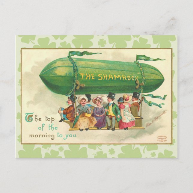 Vintages Kleeblatt Blimp Postkarte (Vorderseite)
