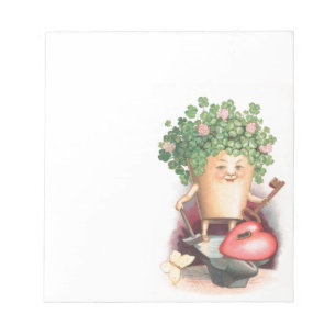 Vintages Kleeblatt Herz und St. Patrick's Day Notizblock