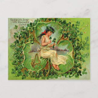 Vintages Kleeblatt Maiden St Patrick's Day Card Postkarte