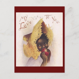 Vintages kleines afrikanisches Mädchen Valentine Postkarte