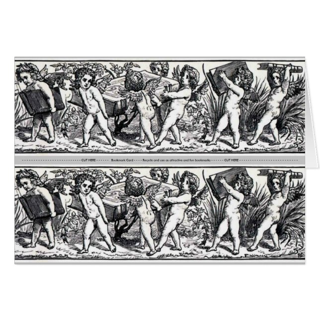 Vintages kleines Buch-tragendes Engel-Lesezeichen (Vorderseite (Horizontal))