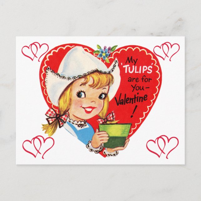 Vintages kleines holländisches Mädchen Valentine d Postkarte (Vorderseite)