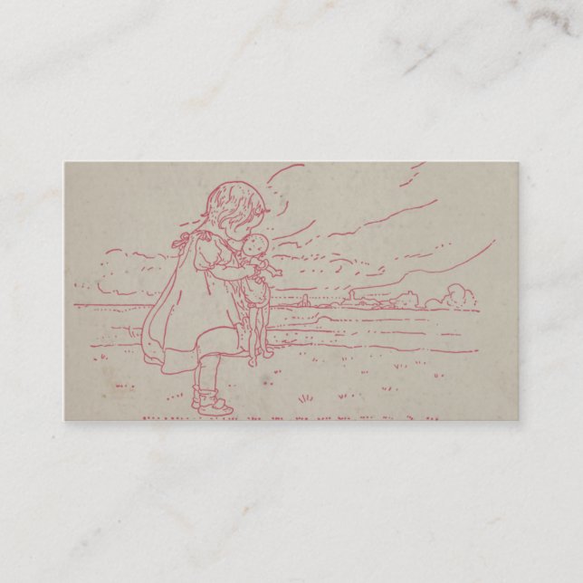 Vintages Kleinkindmädchen mit Baby - Puppe Visitenkarte (Vorderseite)