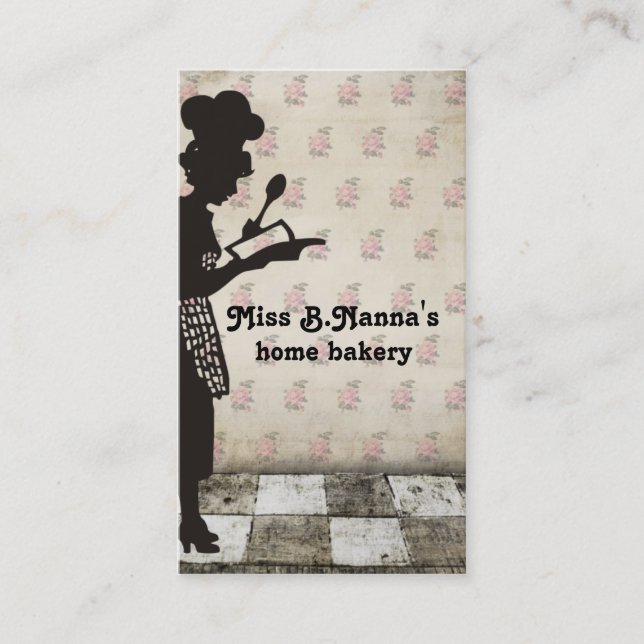 Vintages Kochs-Silhouettebacken, das Visitenkarte (Vorderseite)