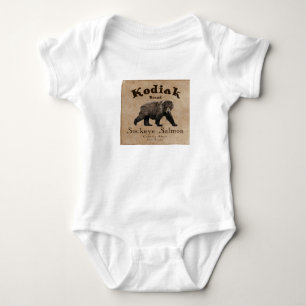 Vintages Kodiak-Lachs-Label Baby Strampler