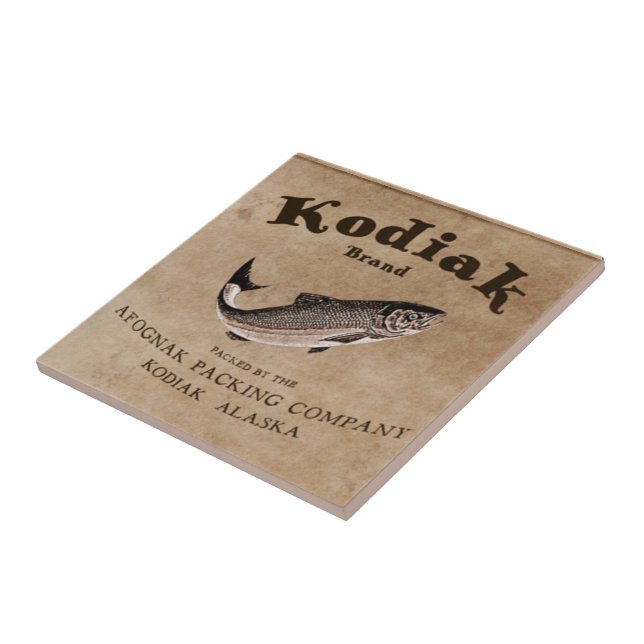 Vintages Kodiak-Lachs-Label Fliese (Seite)