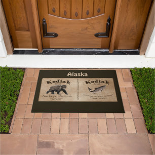 Vintages Kodiak-Lachs-Label Fußmatte
