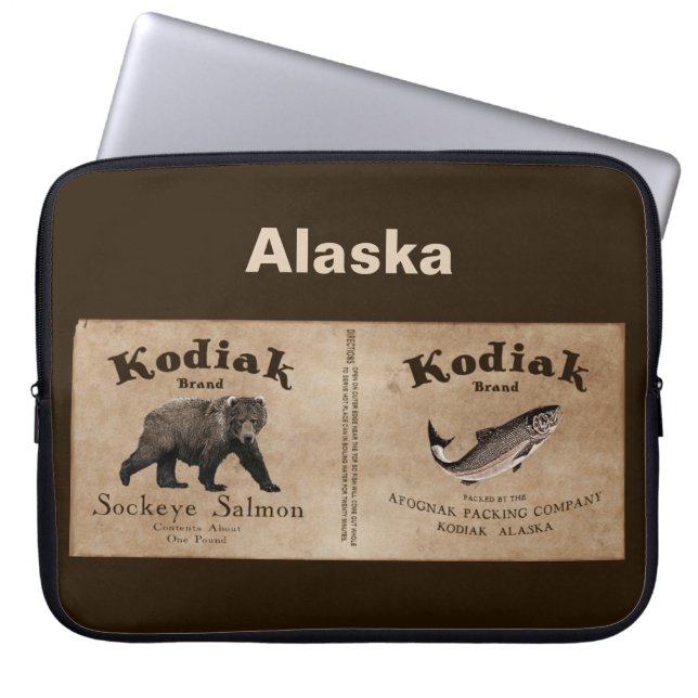Vintages Kodiak-Lachs-Label Laptopschutzhülle (Vorderseite)