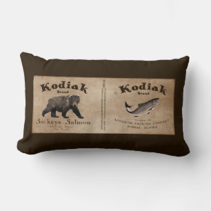 Vintages Kodiak-Lachs-Label Lendenkissen