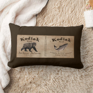 Vintages Kodiak-Lachs-Label Lendenkissen