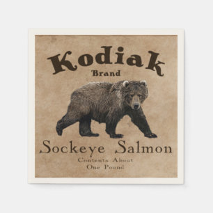 Vintages Kodiak-Lachs-Label Serviette