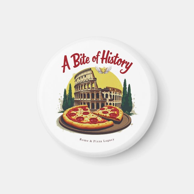 Vintages Kolosseum Rom & Neapolitanische Pizza Kun Magnet (Vorne)