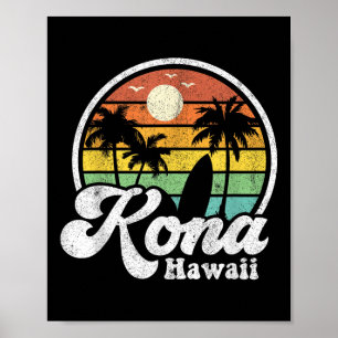 Vintages Kona Beach Hawaii Surf Hawaiian Surfing 7 Poster
