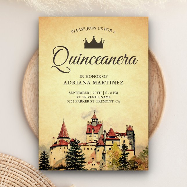 Vintages Königliches Messegelände Burg Quinceanera Einladung (Von Creator hochgeladen)