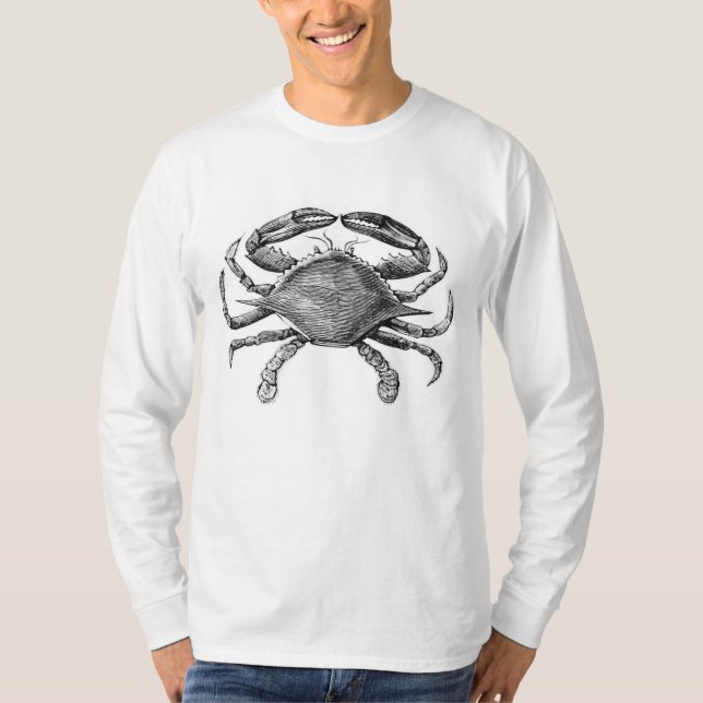 Vintages Krabben-Zeichnen T-Shirt (Vorderseite)