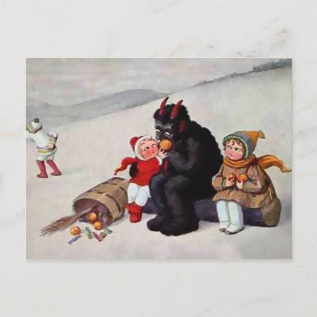 Vintages Krampusessen Postkarte (Vorderseite)