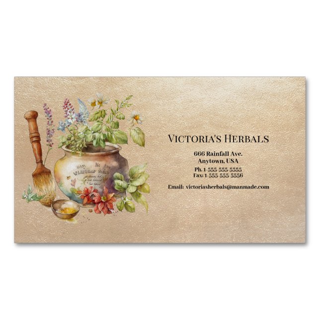 Vintages Kräuterlogo Magnetische Visitenkarte (Vorderseite)