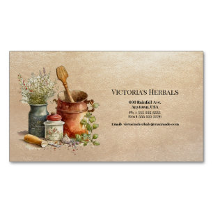 Vintages Kräuterlogo Magnetische Visitenkarte