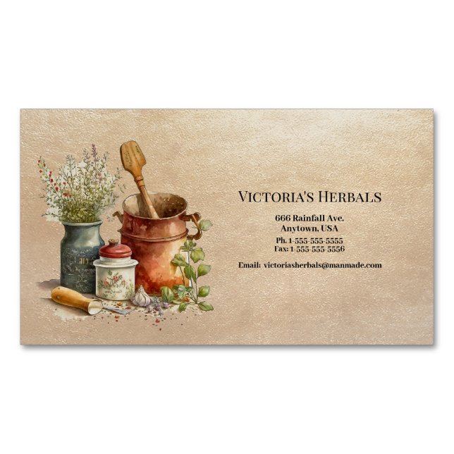 Vintages Kräuterlogo Magnetische Visitenkarte (Vorderseite)