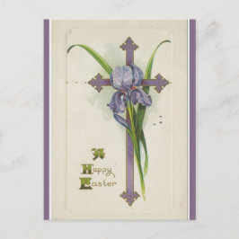 Vintages Kreuz und Iris-Ostern Postkarte