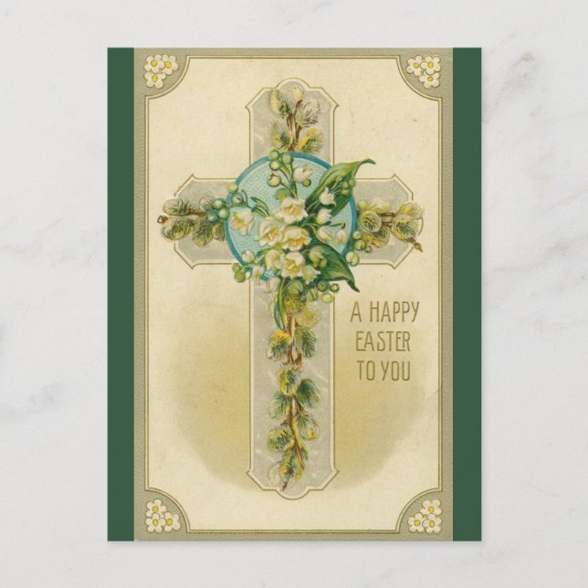 Vintages Kreuz und Lilie der Ostern Postkarte (Vorderseite)