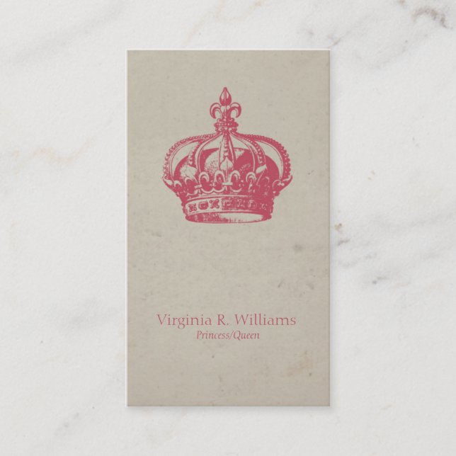 Vintages Kronen-Königin-Rosa Visitenkarte (Vorderseite)