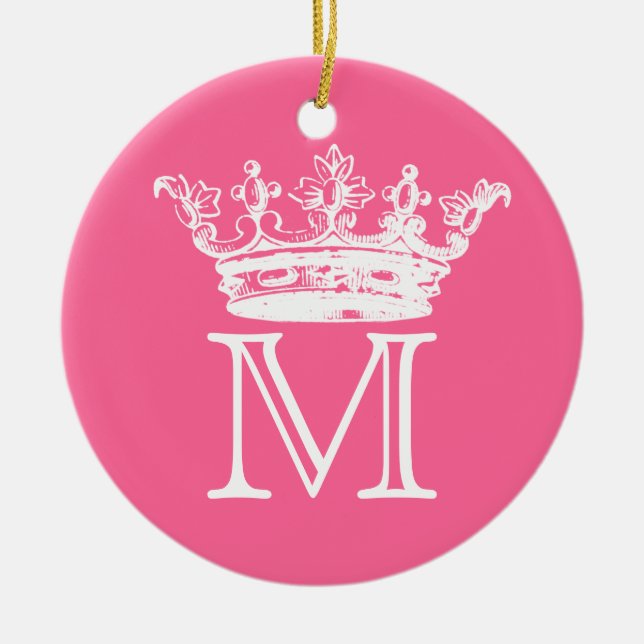 Vintages Kronen-Monogramm Keramikornament (Vorne)