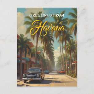 Vintages Kuba - Gruß aus Havanna Einladungspostkarte