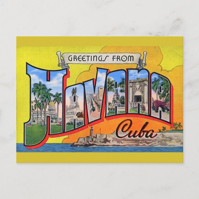 Vintages Kuba - Gruß aus Havanna Postkarte (Vorderseite)