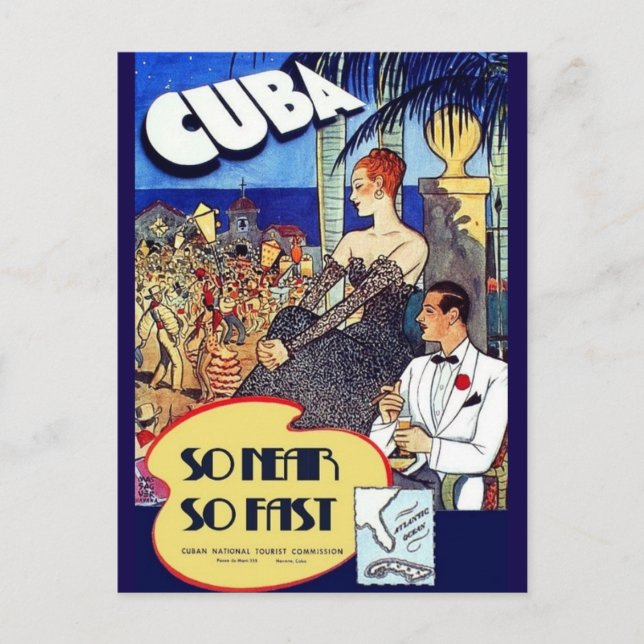 Vintages Kuba so schnell unterwegs Postkarte (Vorderseite)
