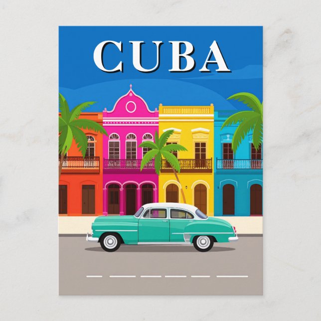Vintages Kuba Travel Classic Car Postkarte (Vorderseite)