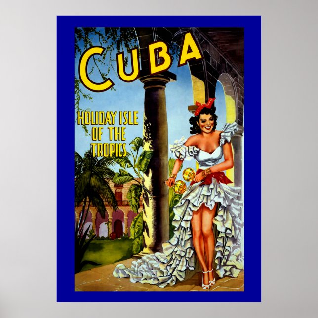 Vintages kubanisches Girl Travel Poster (Vorne)