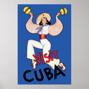 Vintages kubanisches Reise-Plakat Besuchs-Kubas Poster