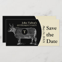 Vintages Kuhretiment B Save the Date Monogramm