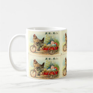 Vintages Küken auf dem Fahrrad Osterfest Kaffeetasse