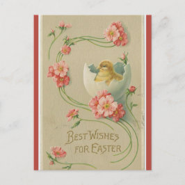 Vintages Küken in eis Rosa Blume Swirbeln Ostern P Postkarte