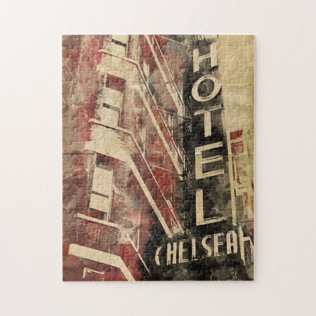 Vintages Kunst-Puzzlespiel Chelsea-Hotel-New York (Vertikal)