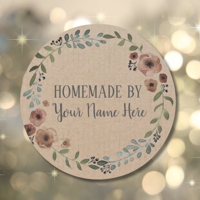 Vintages Kunsthandwerk Keks, hausgemacht Runder Aufkleber (Homemade Cookie Cake Vintage Craft Floral Wreath Classic Round Sticker
)