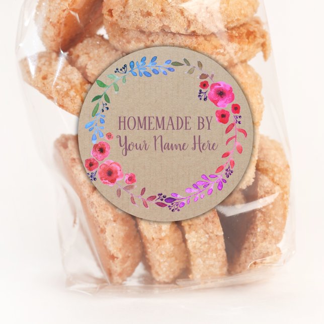 Vintages Kunsthandwerk Keks, hausgemacht Runder Aufkleber (Homemade food cookies stickers homemade food labels)