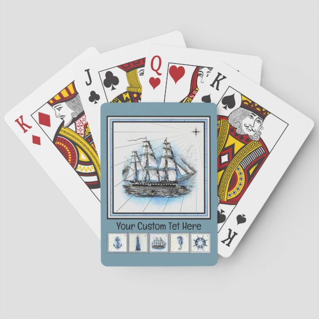 Vintages künstlerisches Segeln Spielkarten (Rückseite)