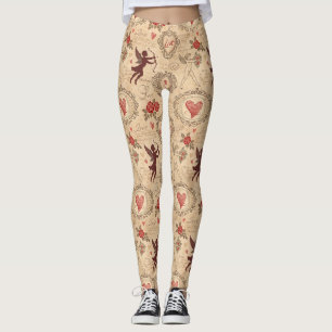 Vintages Kupiden-Romantisches Muster (3) Leggings