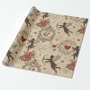 Vintages Kupiden-Romantisches Muster (6) Geschenkpapier