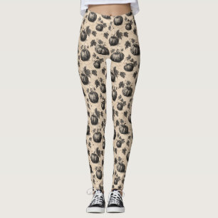 Vintages Kürbis- und Weingravierungsmuster (2) Leggings