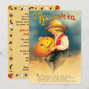 Vintages Kürbiskartenträger Halloween Einladung