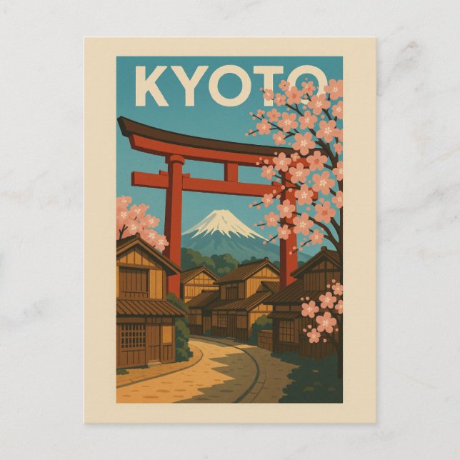 Vintages Kyoto-Japan-Reisen Postkarte (Vorderseite)